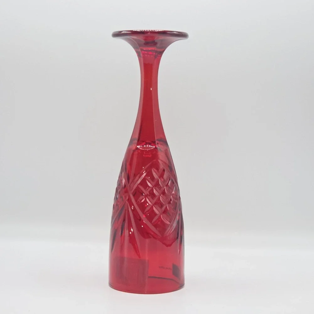 Dublin Set of 2 Ruby Red Crystal Flute 6oz For Champagne Prosecco Sparkling Wine